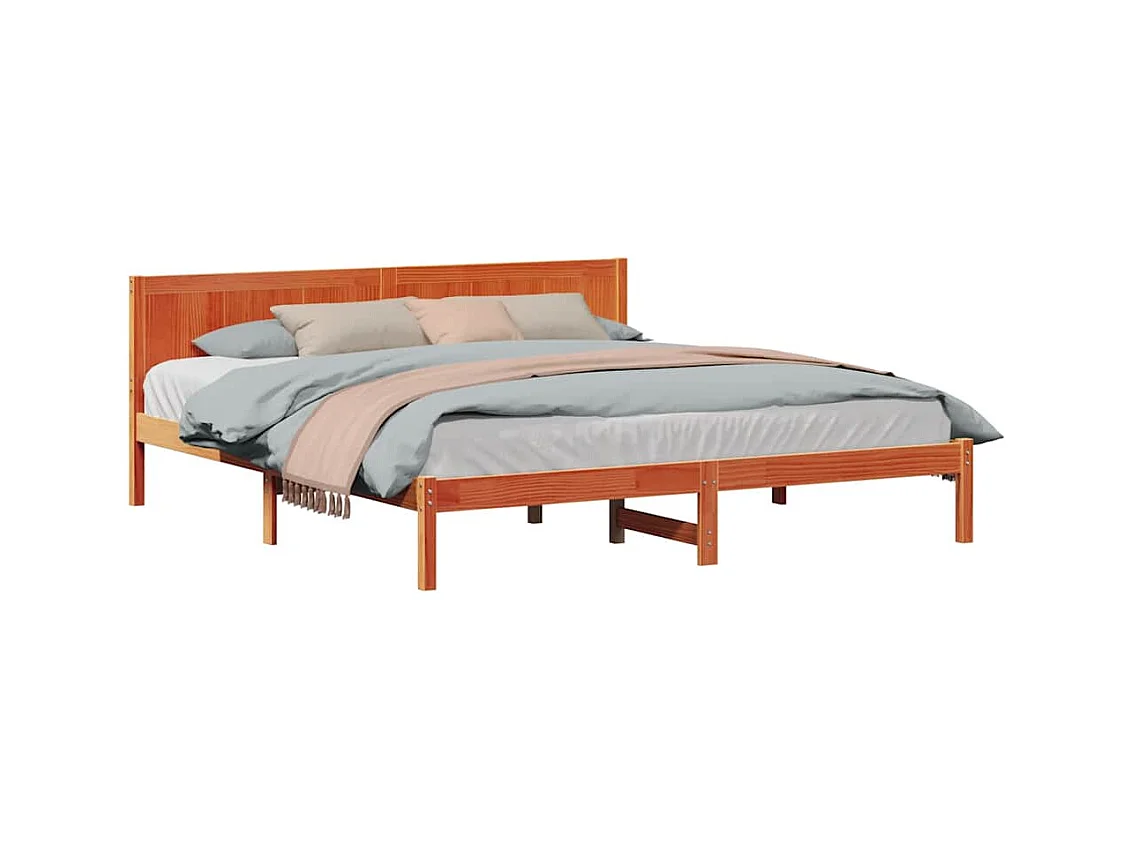 Cadre de lit Marron 200 x 200 cm Bois de pin massif