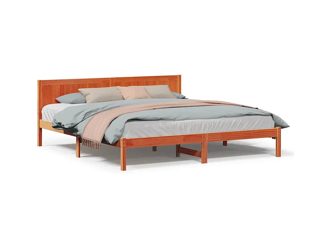 Cadre de lit Marron 200 x 200 cm Bois de pin massif