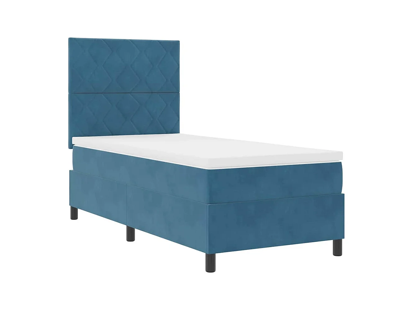 Cadre de lit avec matelas Bleu foncé 90 x 200 cm Velours