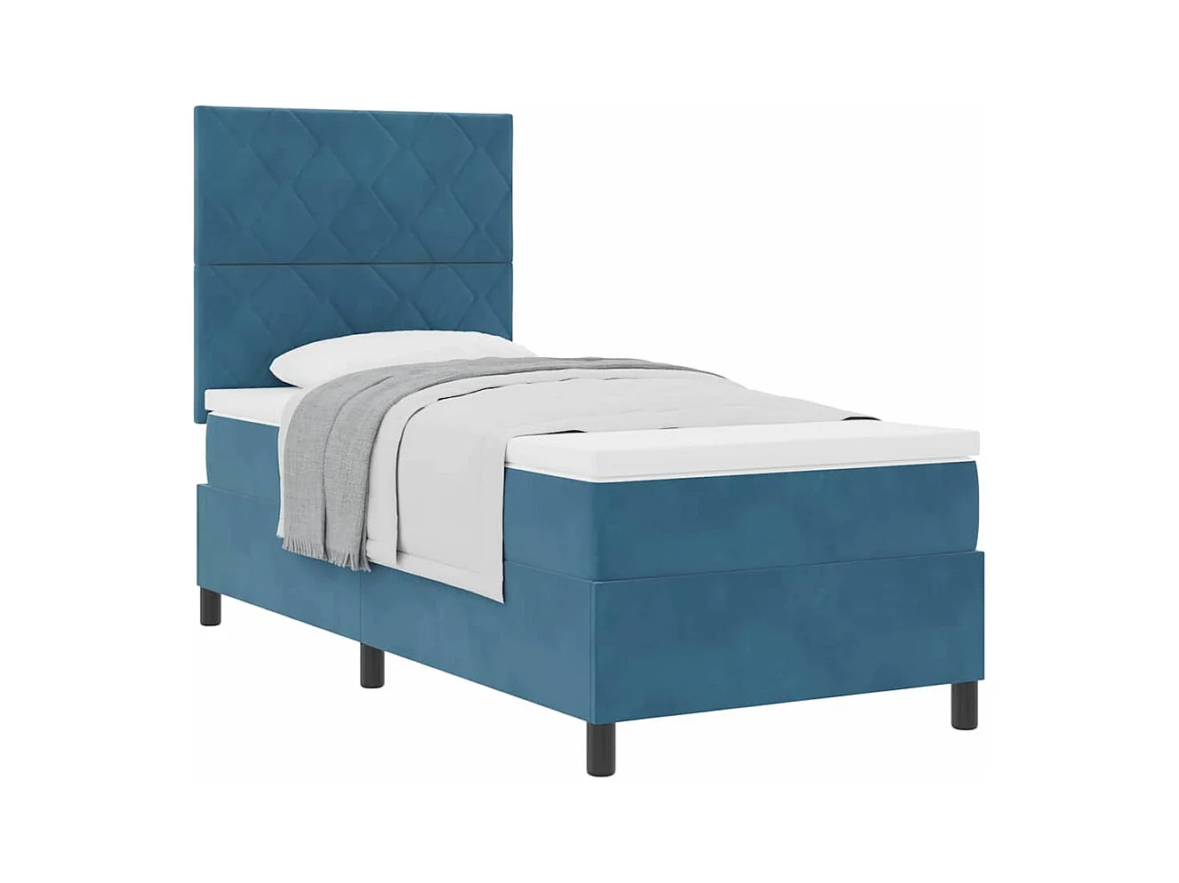 Cadre de lit avec matelas Bleu foncé 90 x 200 cm Velours