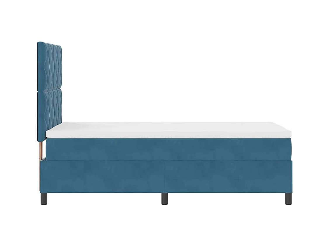 Cadre de lit avec matelas Bleu foncé 90 x 200 cm Velours