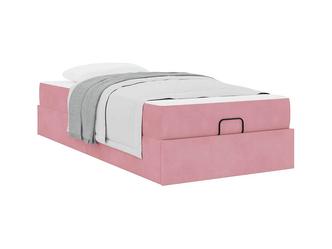 Cadre de lit avec matelas Rose 100 x 200 cm Velours