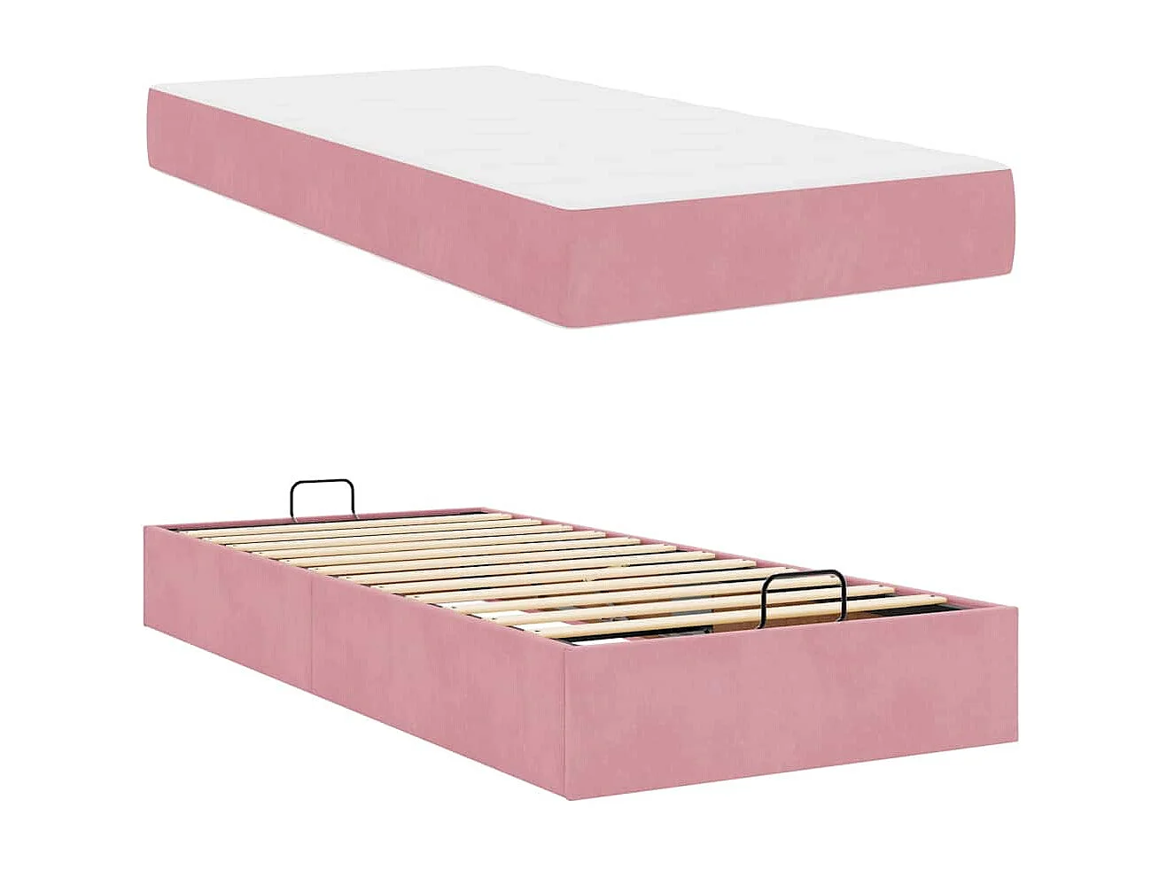 Cadre de lit avec matelas Rose 100 x 200 cm Velours