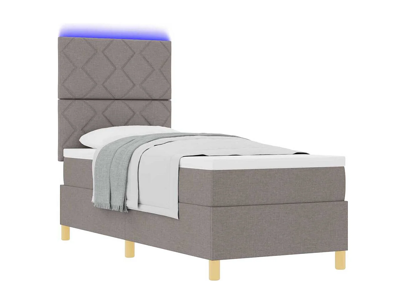 Cama tipo Box Spring con colchón Taupé 80 x 200 cm tela