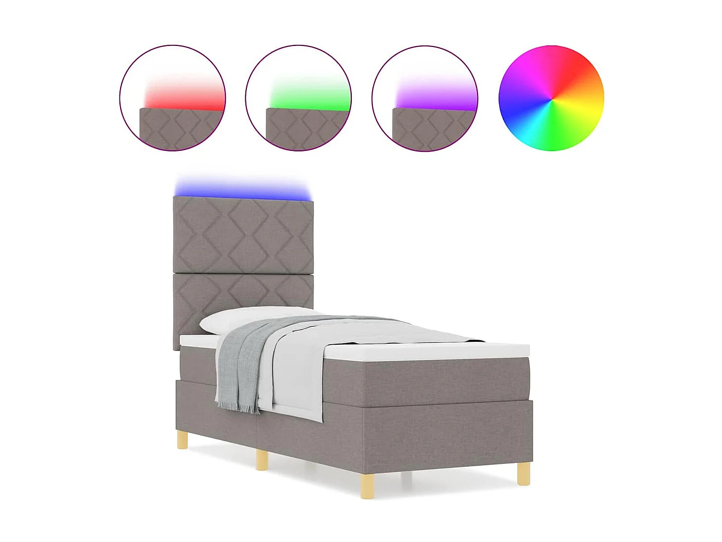 Cama tipo Box Spring con colchón Taupé 80 x 200 cm tela