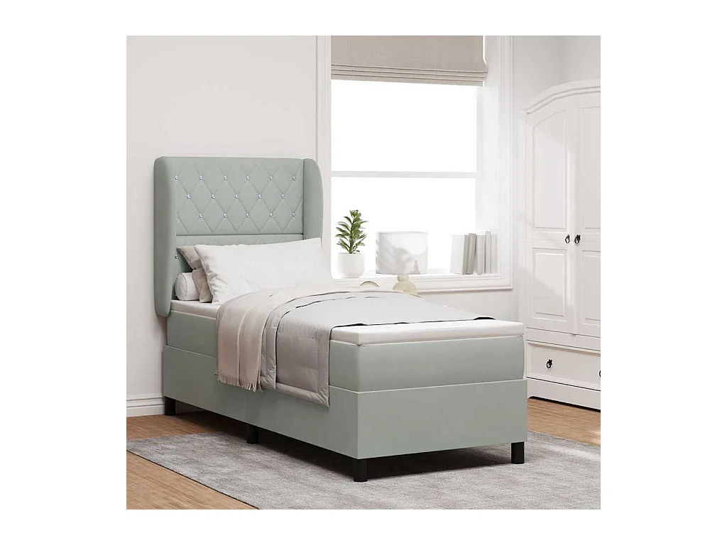 Cadre de lit avec matelas Gris clair 80 x 200 cm Velours