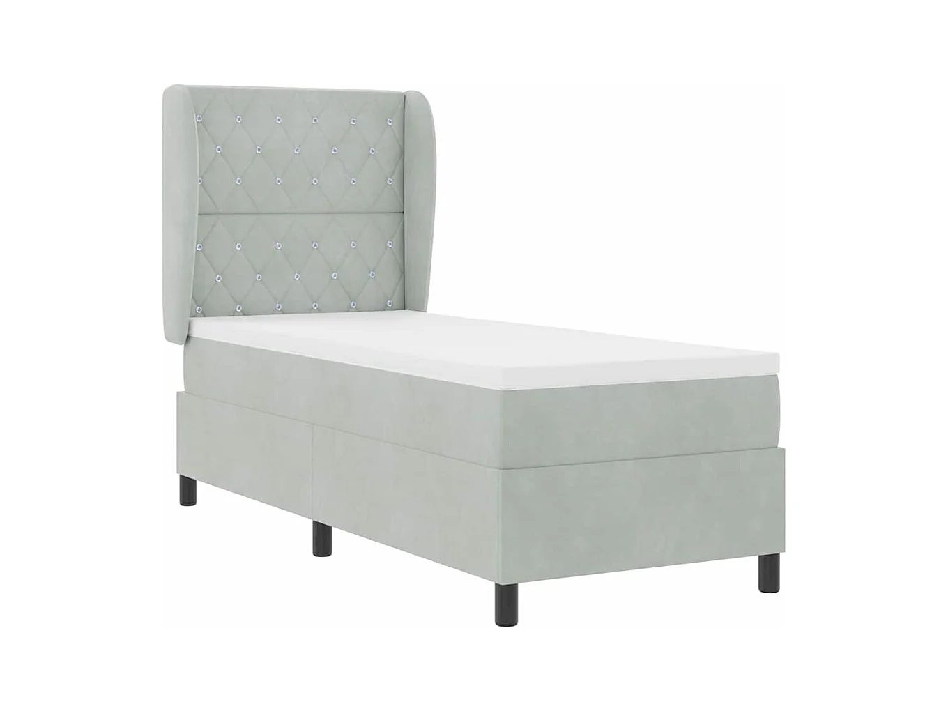 Cadre de lit avec matelas Gris clair 80 x 200 cm Velours