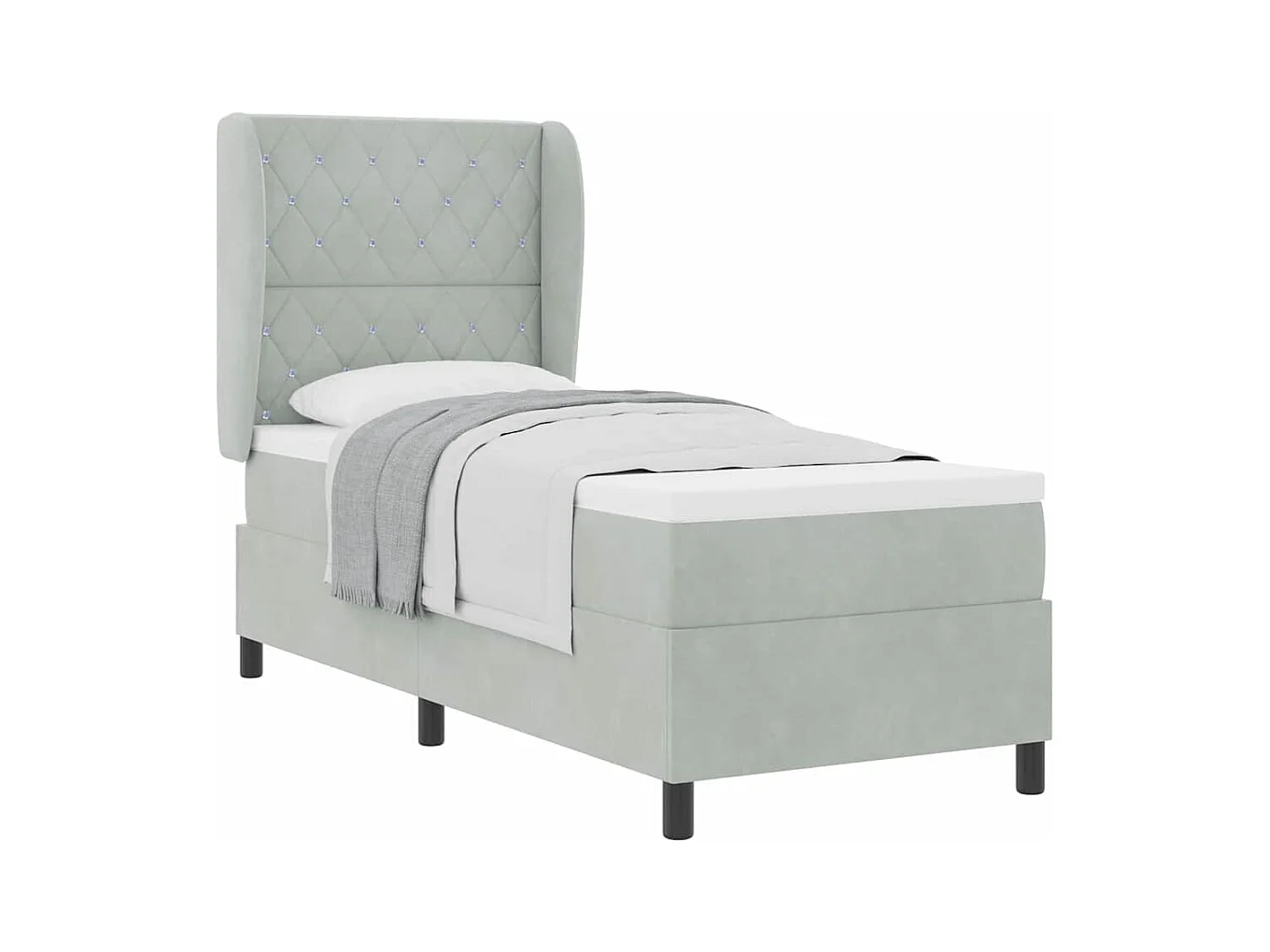 Cadre de lit avec matelas Gris clair 80 x 200 cm Velours