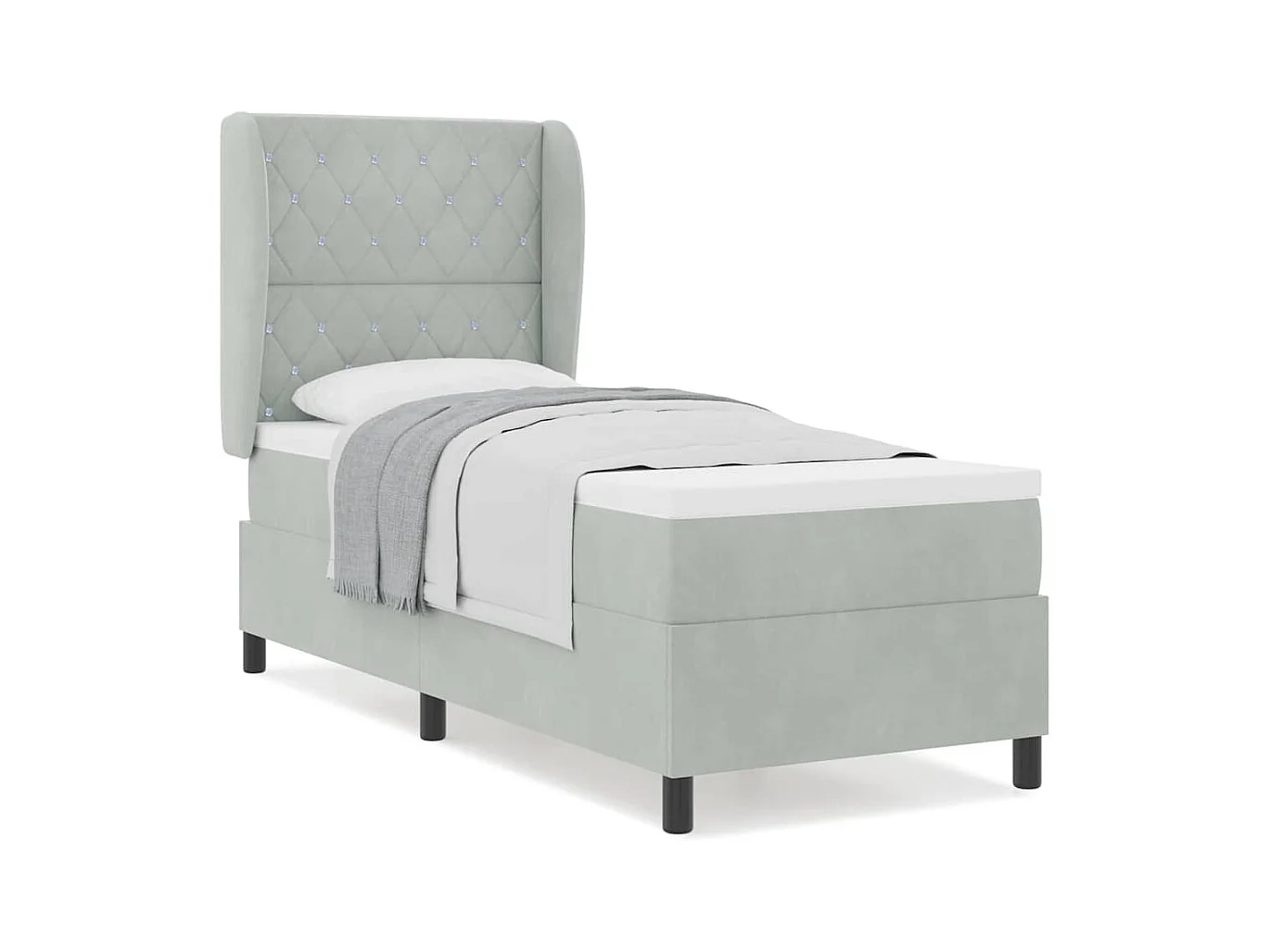 Cadre de lit avec matelas Gris clair 80 x 200 cm Velours