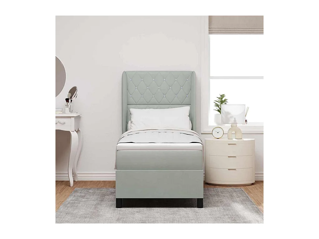 Cadre de lit avec matelas Gris clair 80 x 200 cm Velours