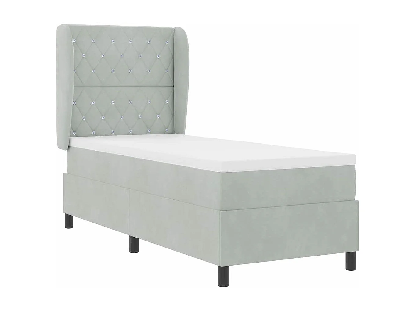 Boxspring bed met matras Lichtgrijs 80 x 200 cm Fluweel