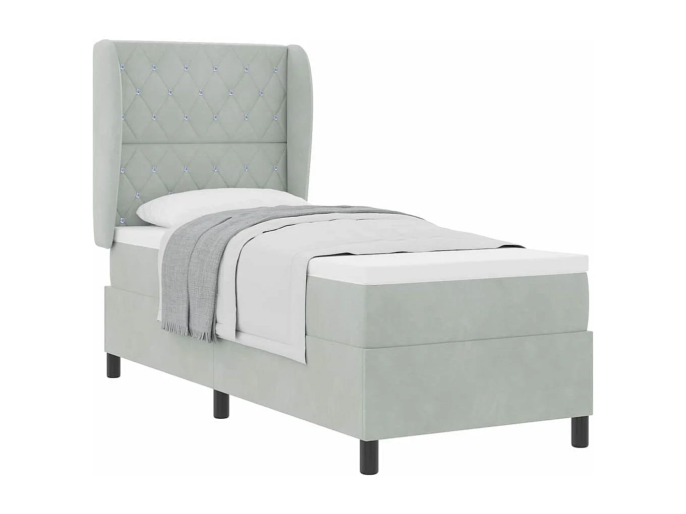 Boxspring bed met matras Lichtgrijs 80 x 200 cm Fluweel