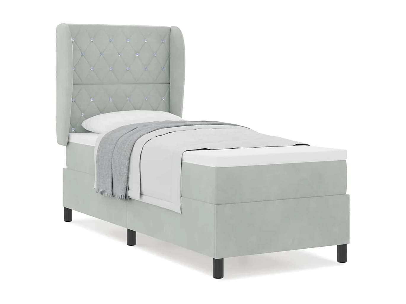 Boxspring bed met matras Lichtgrijs 80 x 200 cm Fluweel