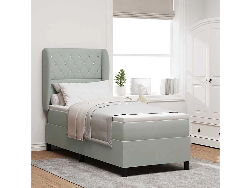 Boxspring bed met matras Lichtgrijs 80 x 200 cm Fluweel