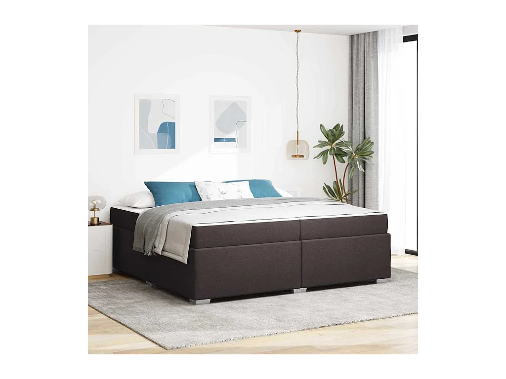 Cadre de lit Marron foncé 200 x 200 cm tissu