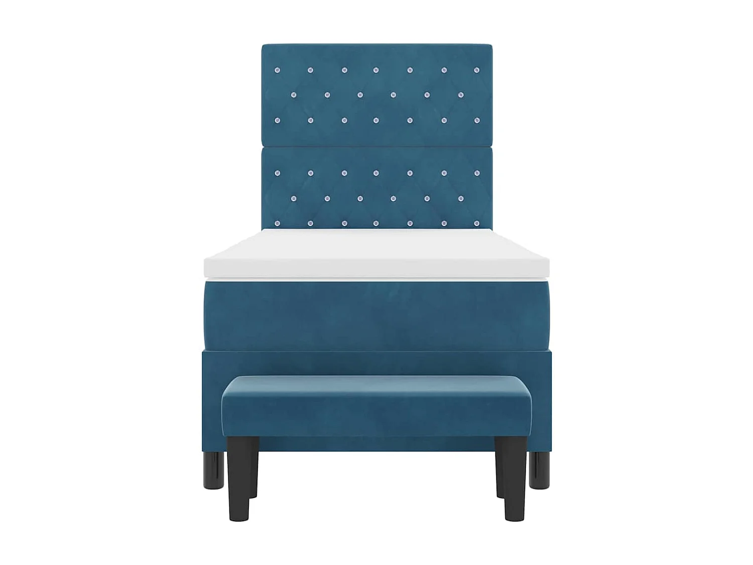 Cama Box com colchão Azul escuro 90 x 190 cm Veludo