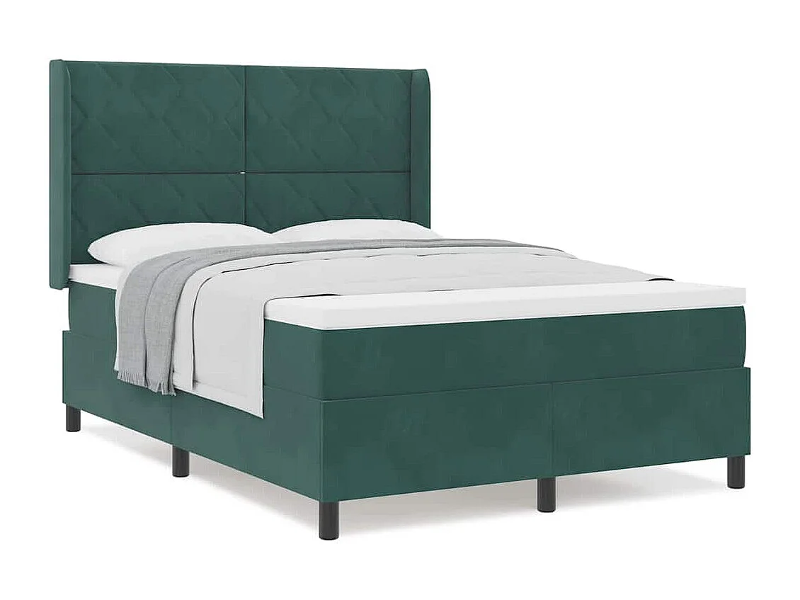 Cadre de lit avec tête de lit Vert foncé 140 x 190 cm Velours