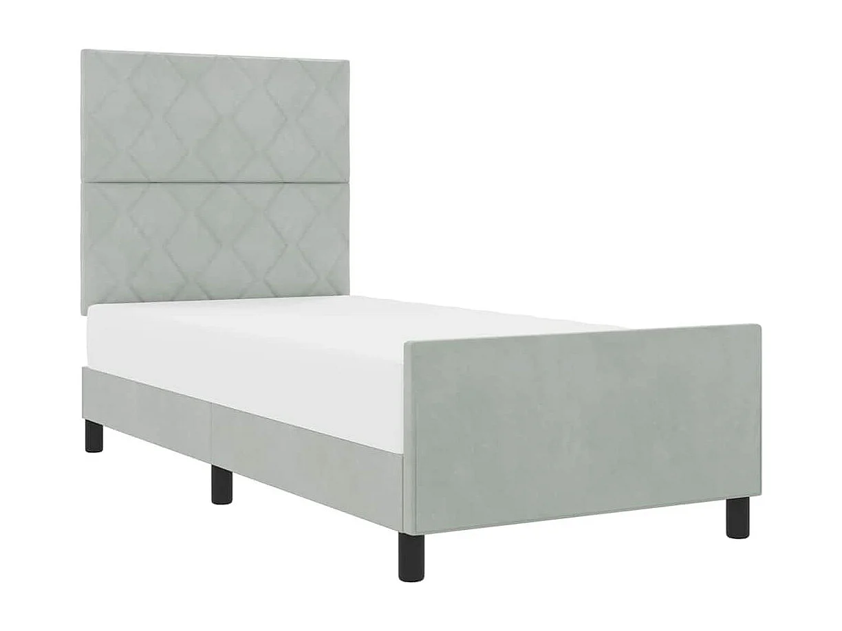 Cadre de lit avec tête de lit Gris clair 90 x 190 cm Velours