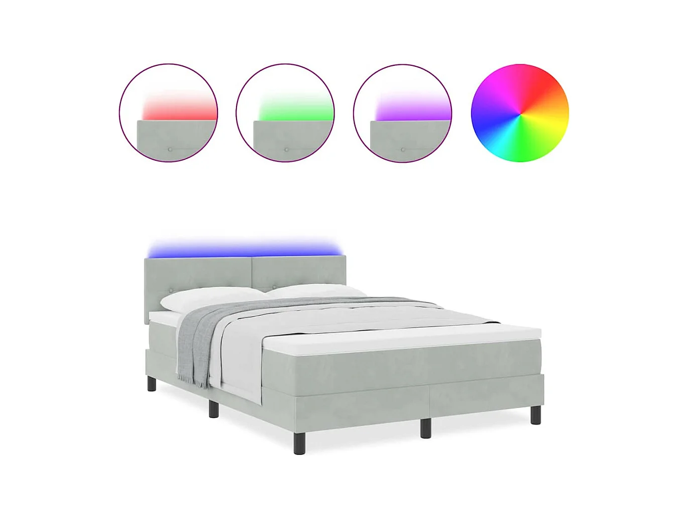 Cadre de lit avec matelas Gris clair 160 x 200 cm Velours