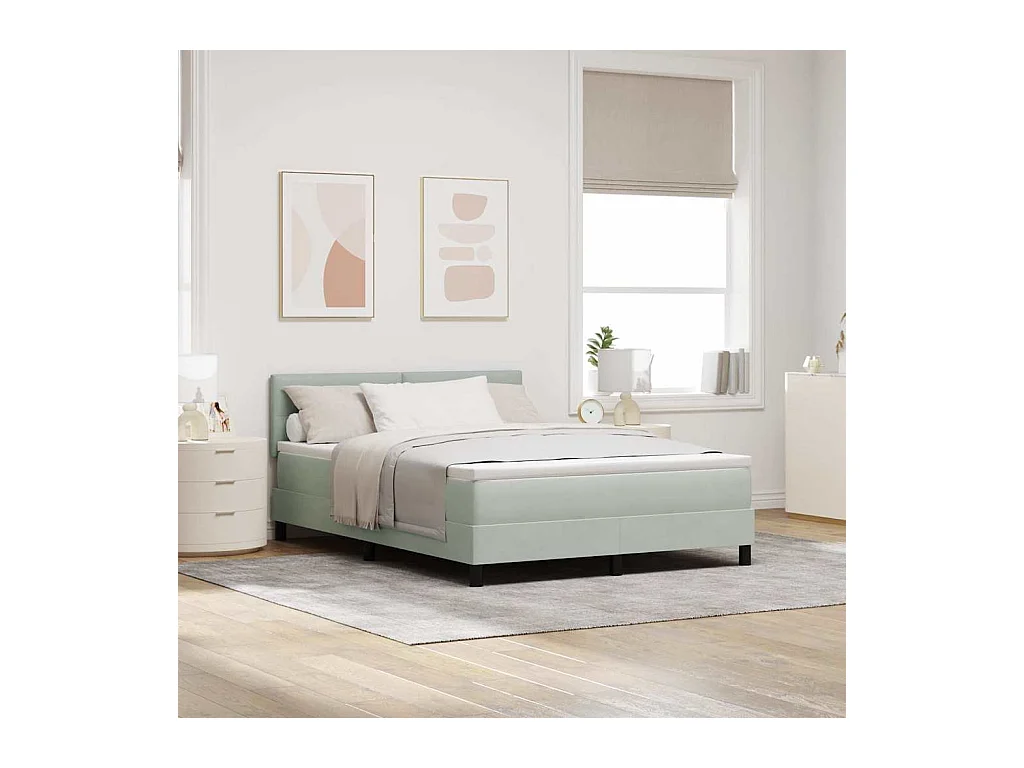 Boxspring bed met matras Lichtgrijs 160 x 200 cm Fluweel