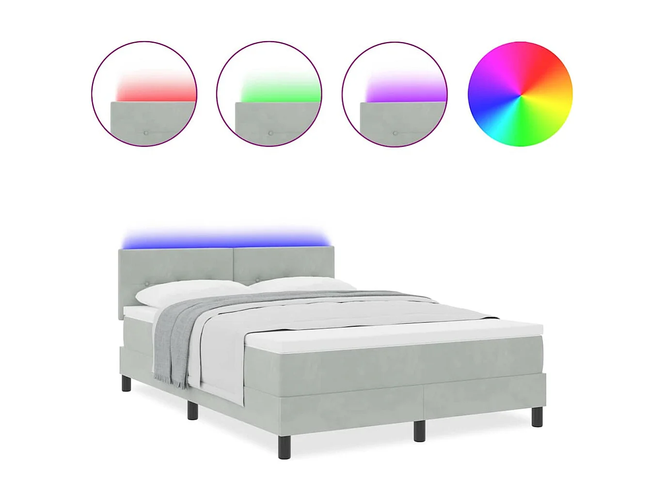 Cama tipo Box Spring Gris claro 160 x 200 cm Terciopelo