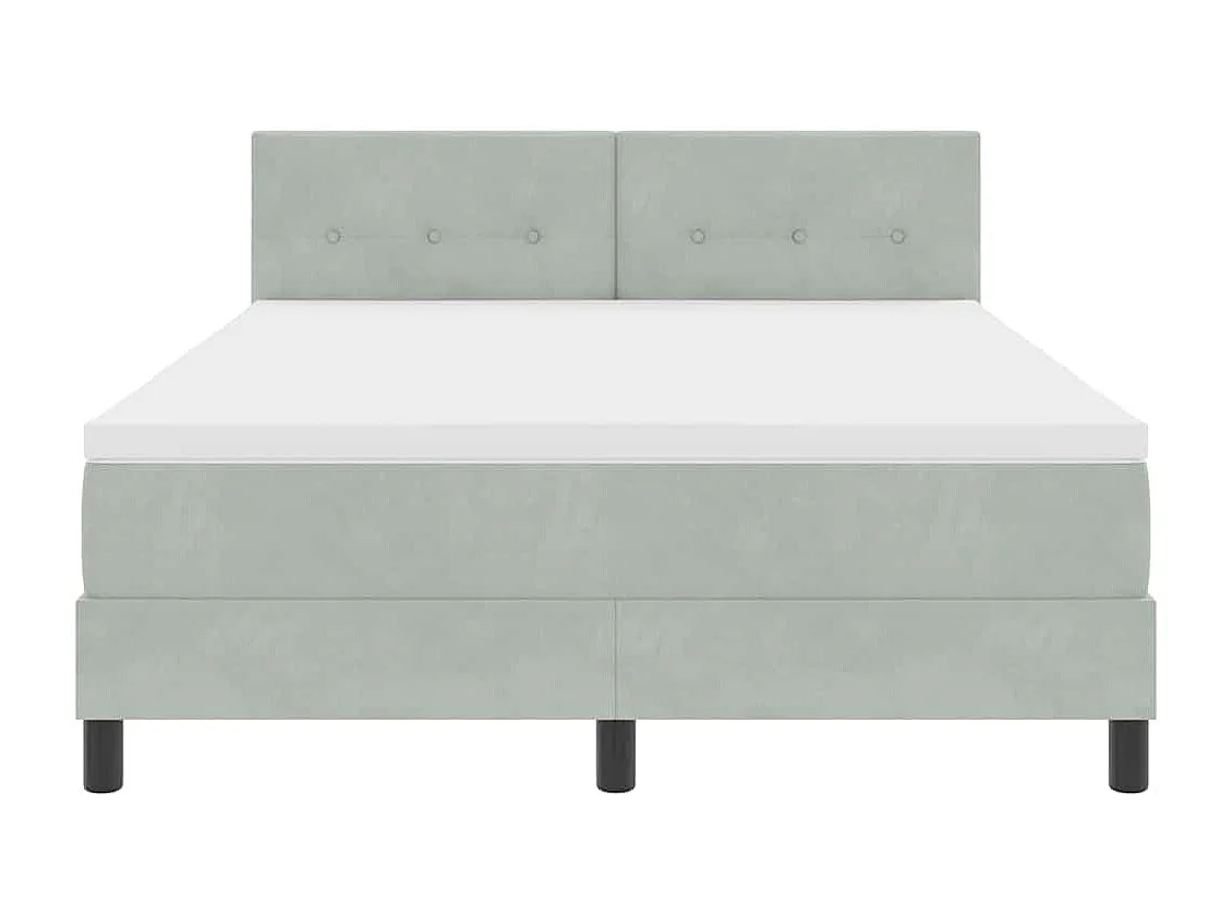 Cama tipo Box Spring Gris claro 160 x 200 cm Terciopelo