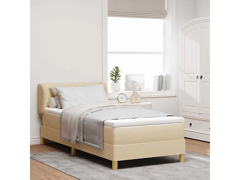 Boxspringbed met Matras Crème 90x200 cm Stof Crème 80 x 200 cm