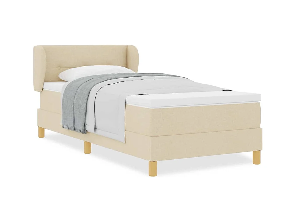 Cadre de lit avec Matelas Crème 90x200 cm Tissu Crème