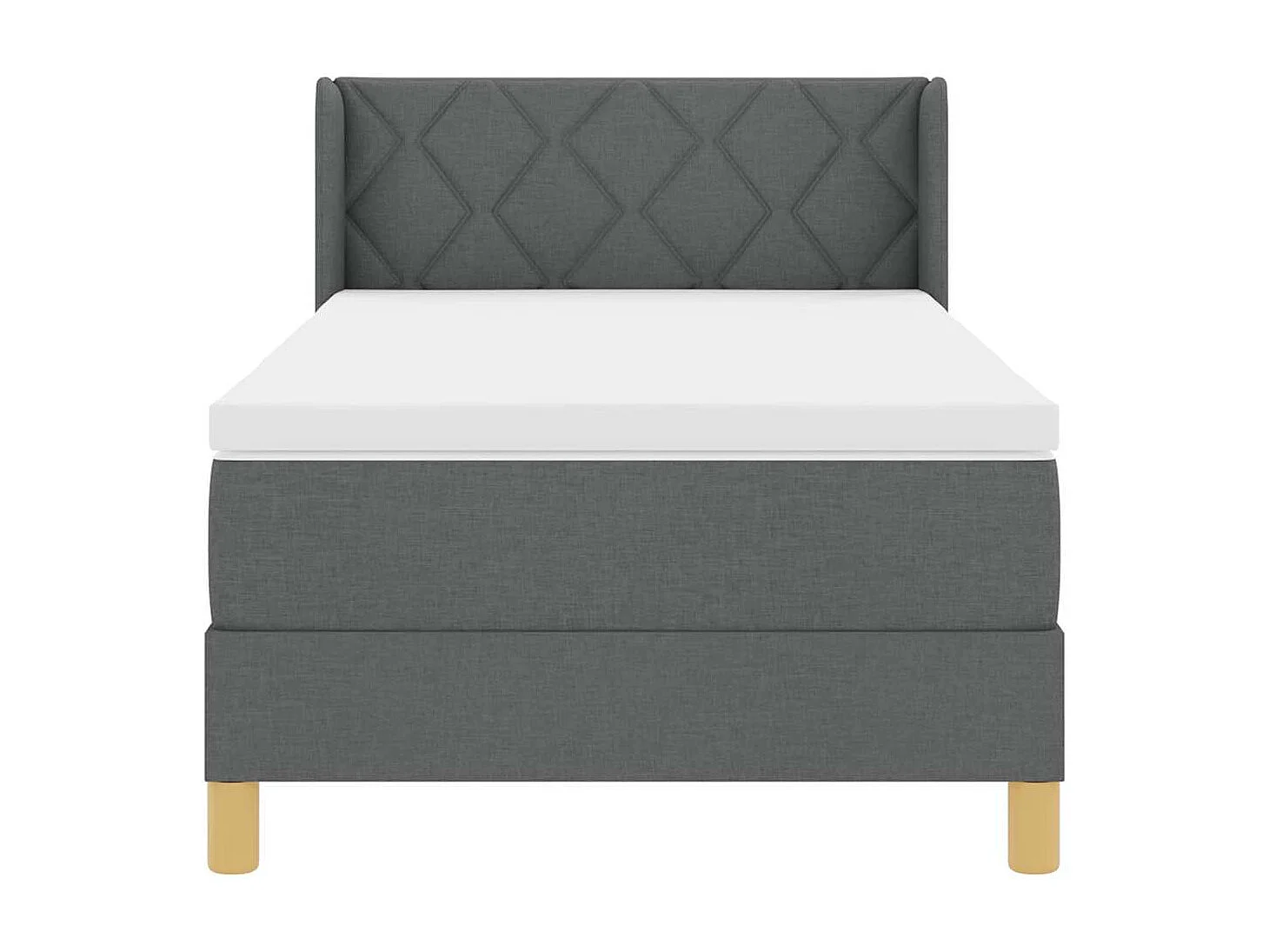 Cadre de lit avec matelas Gris foncé 90 x 190 cm tissu