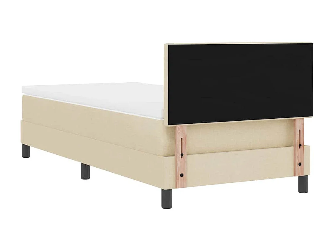 Cadre de lit avec matelas Crème 90 x 190 cm tissu