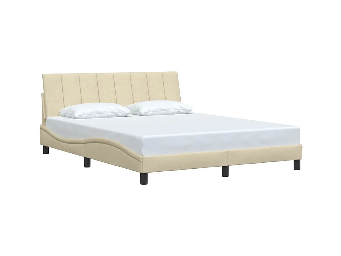 Estrutura de cama sem colchão 160x200 cm tecido cor creme