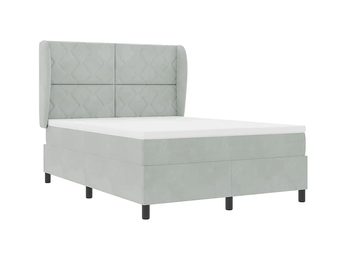 Cadre de lit avec matelas Gris clair 140 x 200 cm Velours