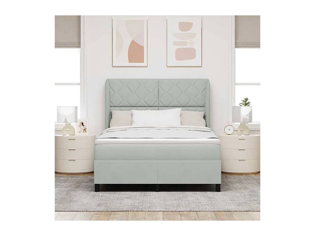 Cadre de lit avec matelas Gris clair 140 x 200 cm Velours