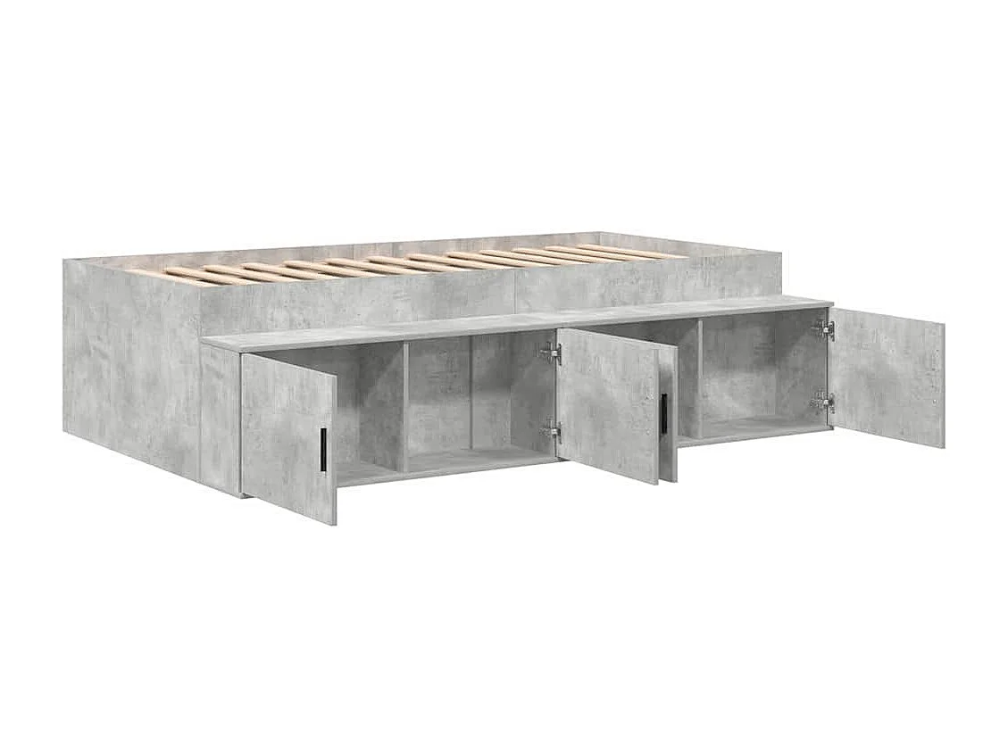 Cadre de lit avec rangement Gris béton 90 x 200 cm