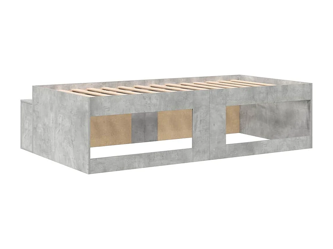 Cadre de lit avec rangement Gris béton 90 x 200 cm