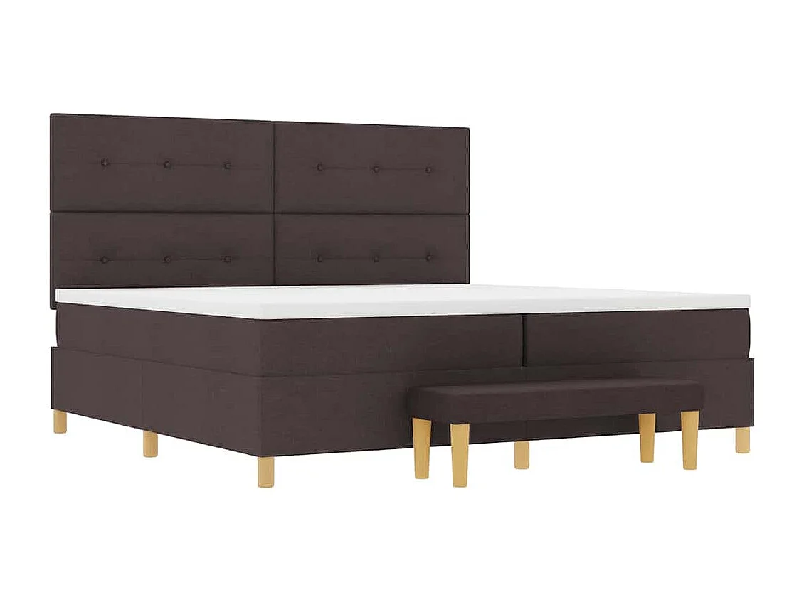 Cama Box com colchão Castanho escuro 200 x 200 cm tecido