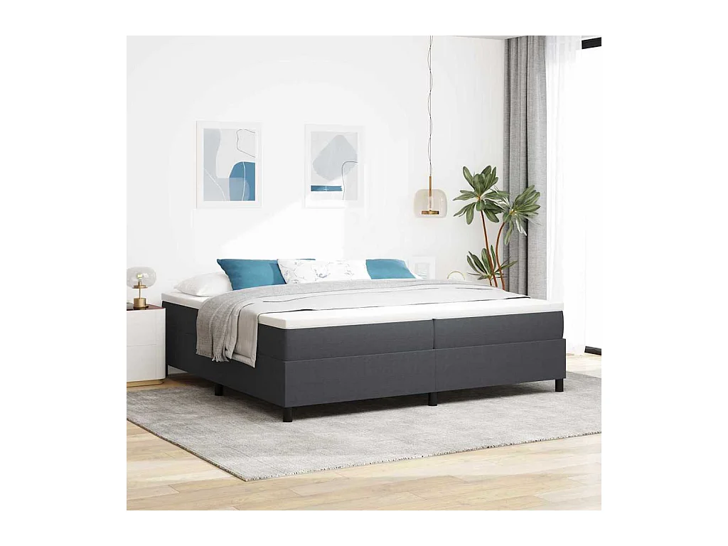 Cadre de lit Gris foncé 200 x 200 cm Tissu en velours côtelé