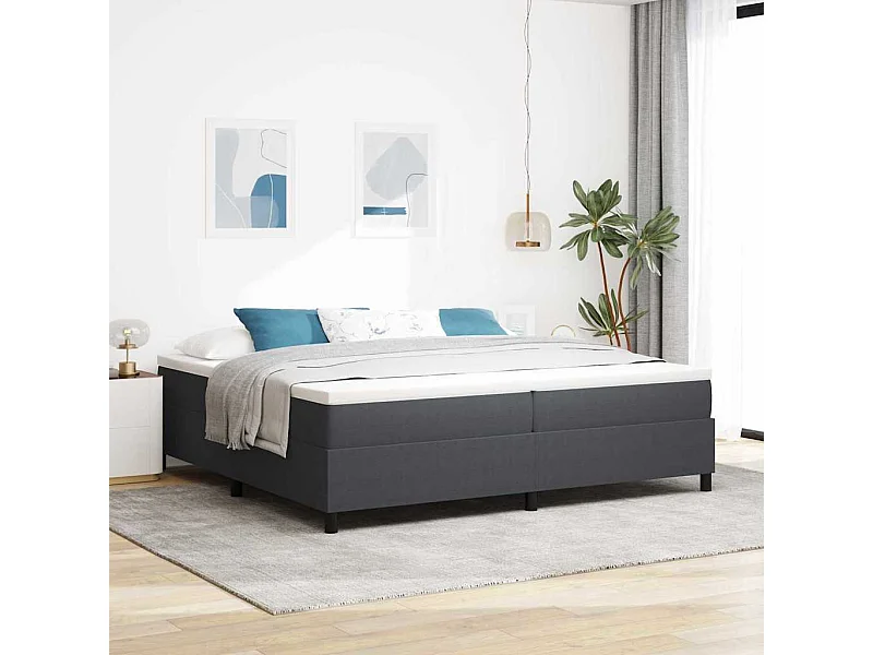 Cama Box Cinzento escuro 200 x 200 cm Tecido de veludo côtelé