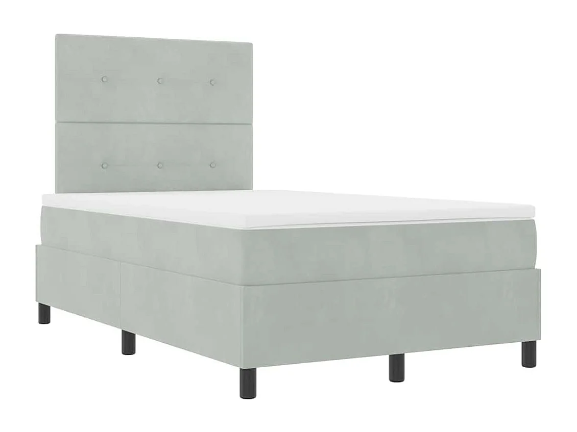 Cadre de lit avec matelas Gris clair 120 x 190 cm Velours