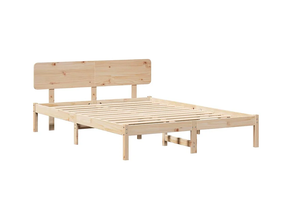 Estructura de cama con cabecera Natural 200 x 200 cm