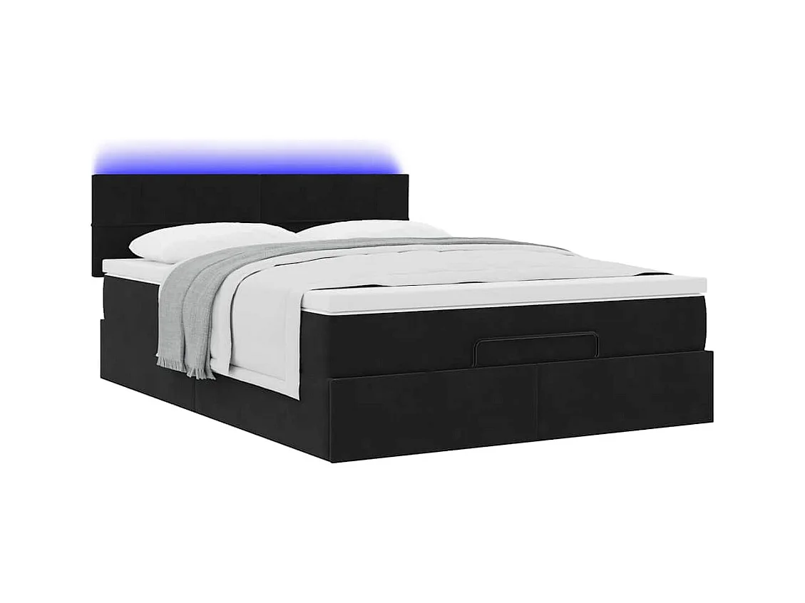 Cadre de lit ottoman avec matelas noir 140x200 cm velours