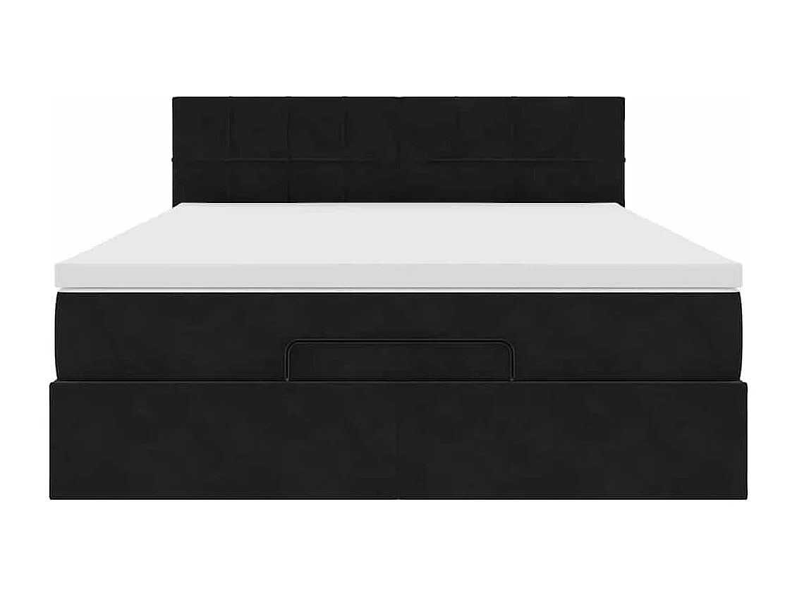 Estructura cama otomana colchón terciopelo negro 140x200cm