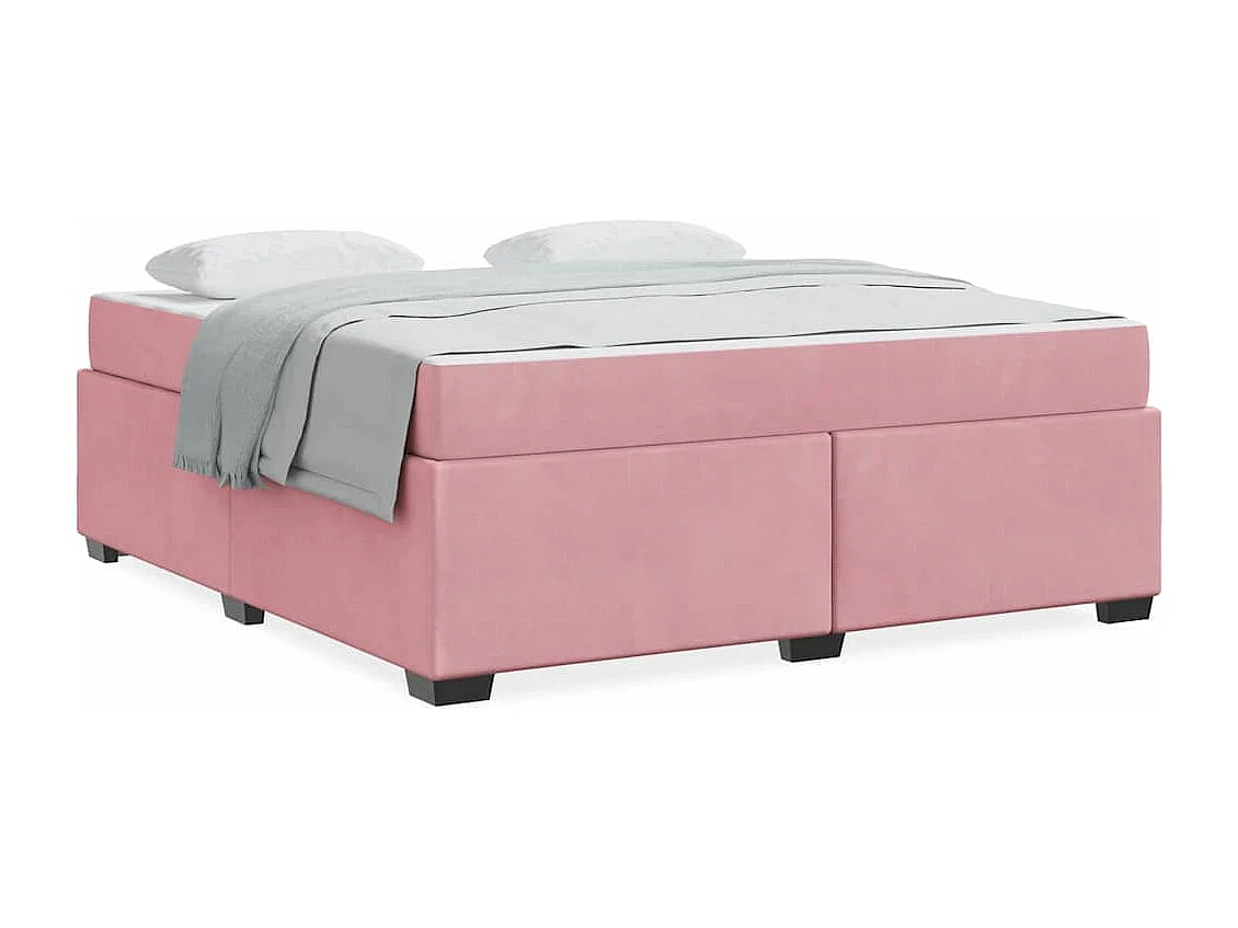 Estructura de cama con colchón Rosa 180 x 200 cm Terciopelo