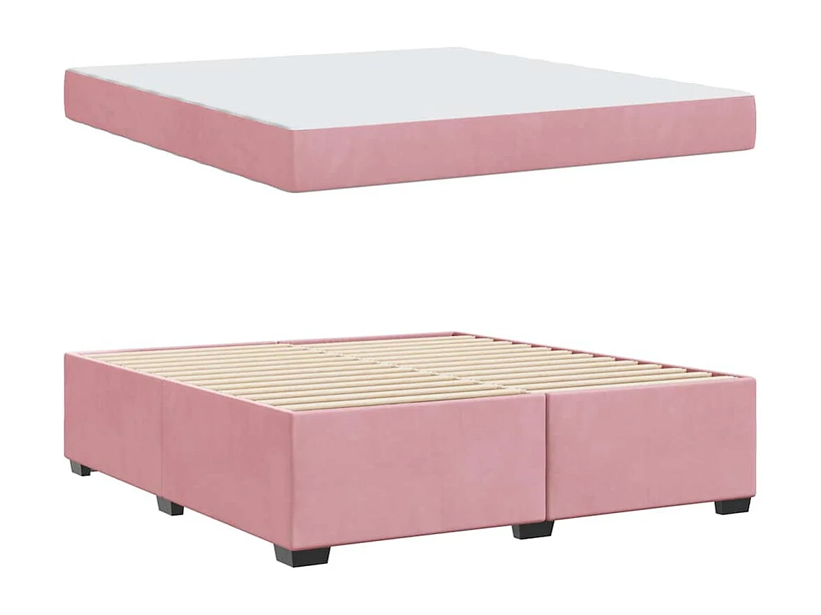 Estructura de cama con colchón Rosa 180 x 200 cm Terciopelo