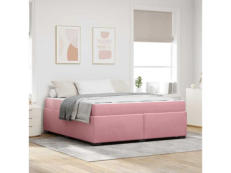 Estructura de cama con colchón Rosa 180 x 200 cm Terciopelo