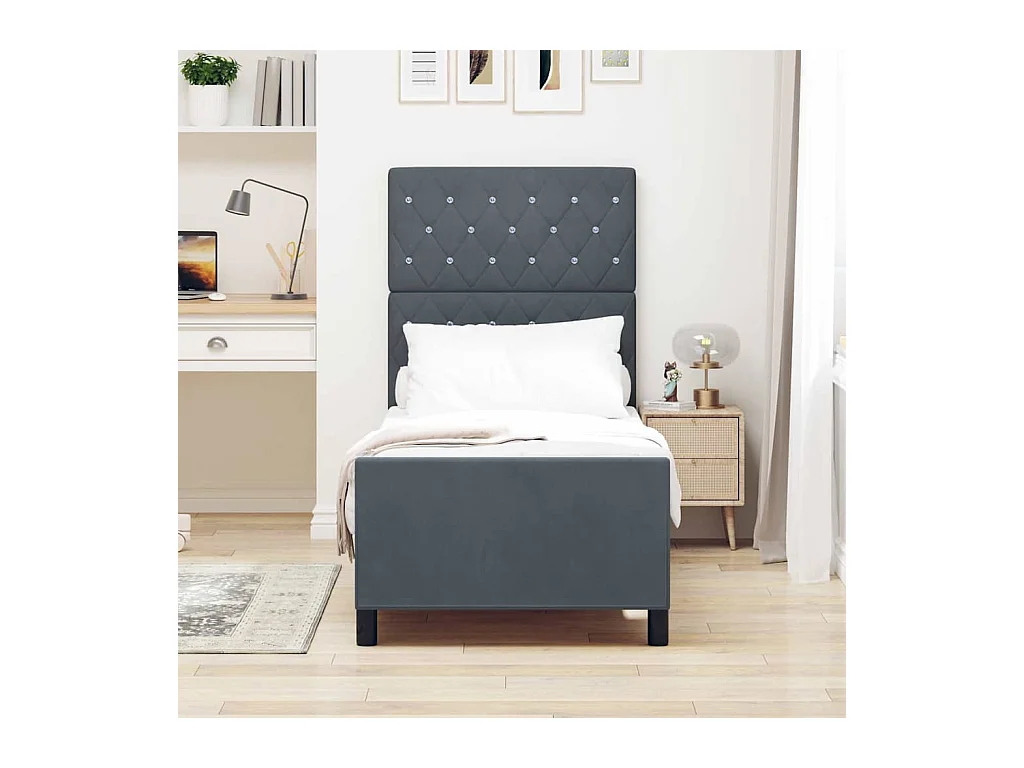 Cadre de lit avec tête de lit Gris foncé 80 x 200 cm Velours