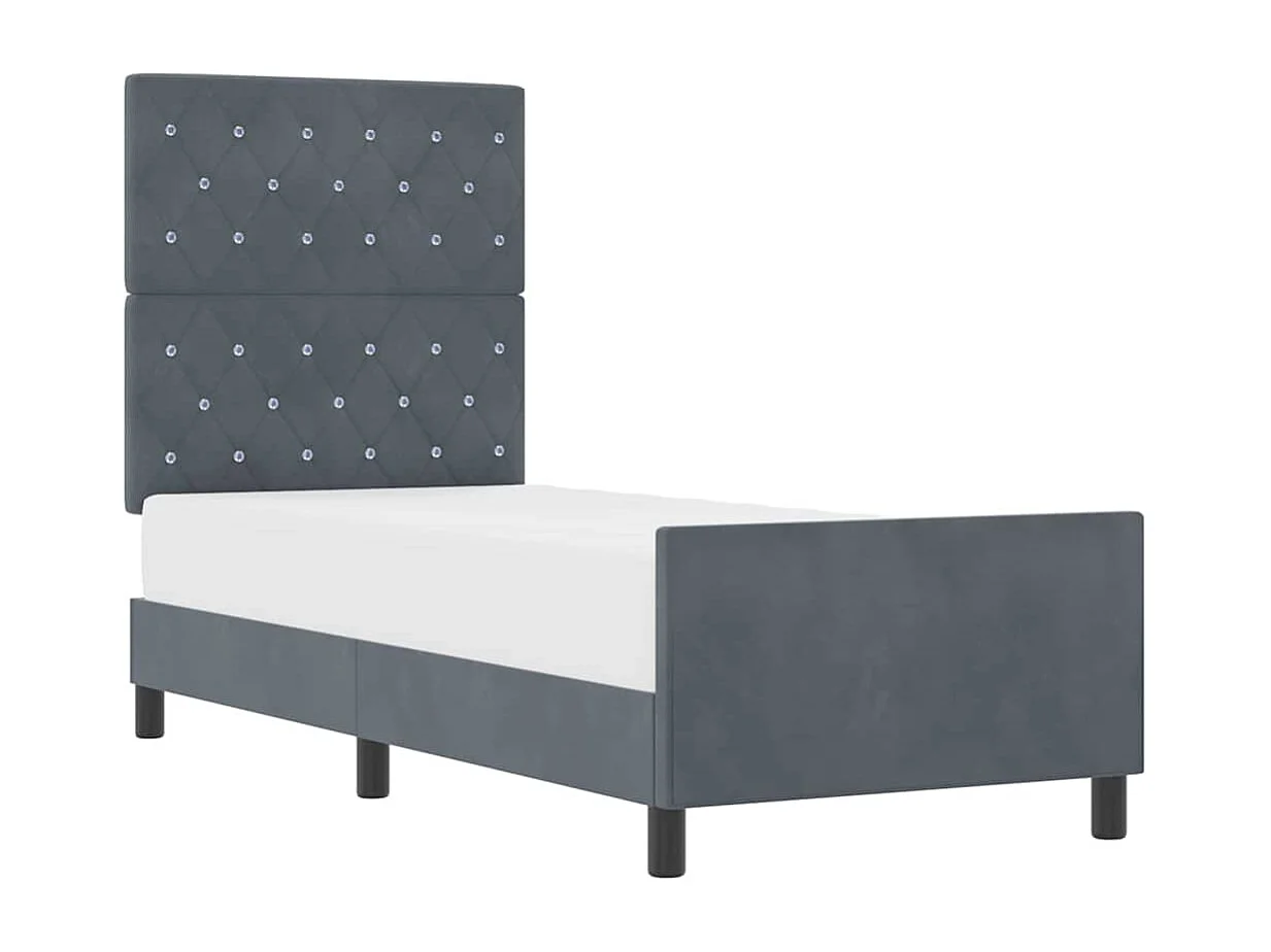 Cadre de lit avec tête de lit Gris foncé 80 x 200 cm Velours