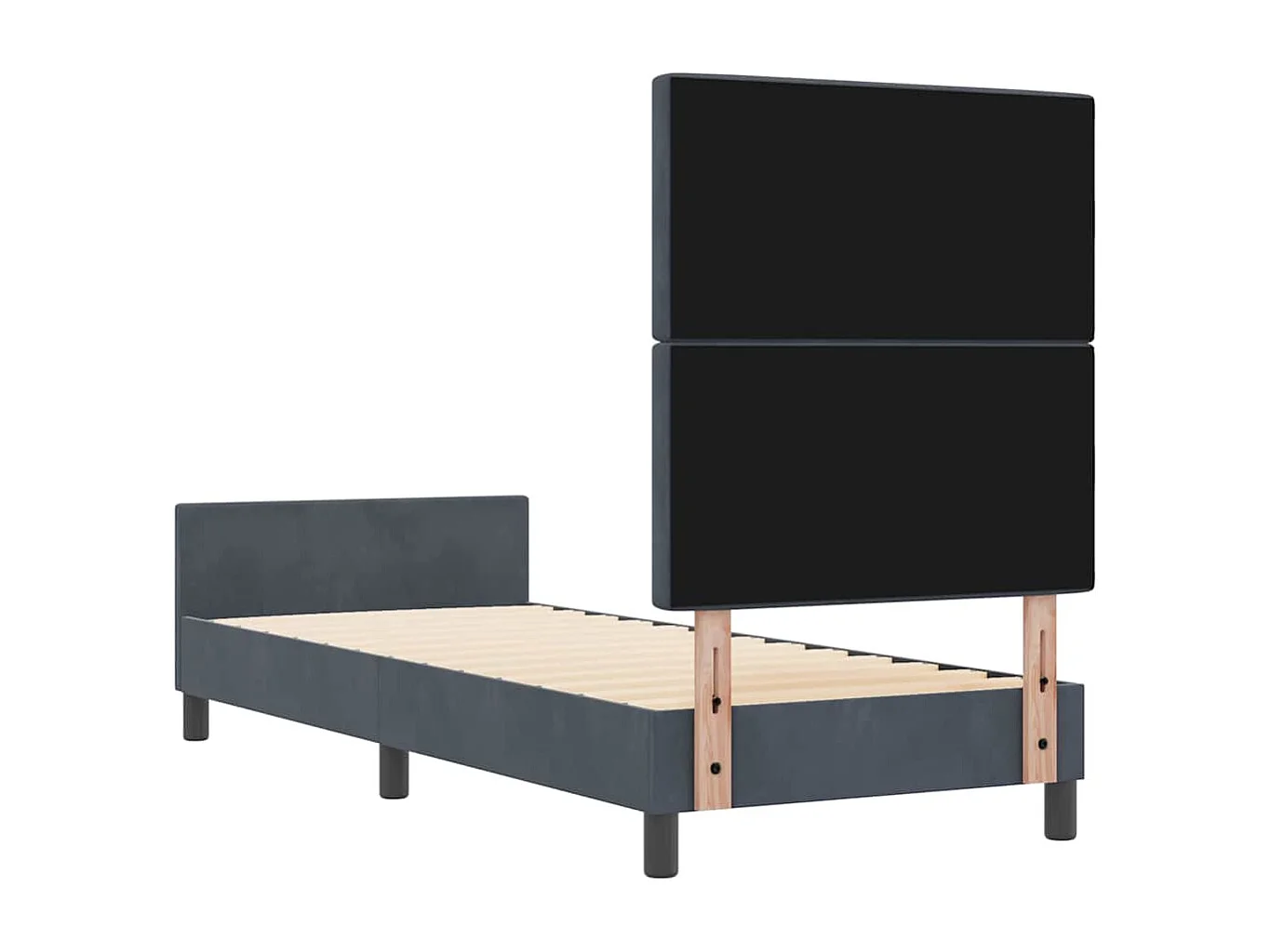 Cadre de lit avec tête de lit Gris foncé 80 x 200 cm Velours