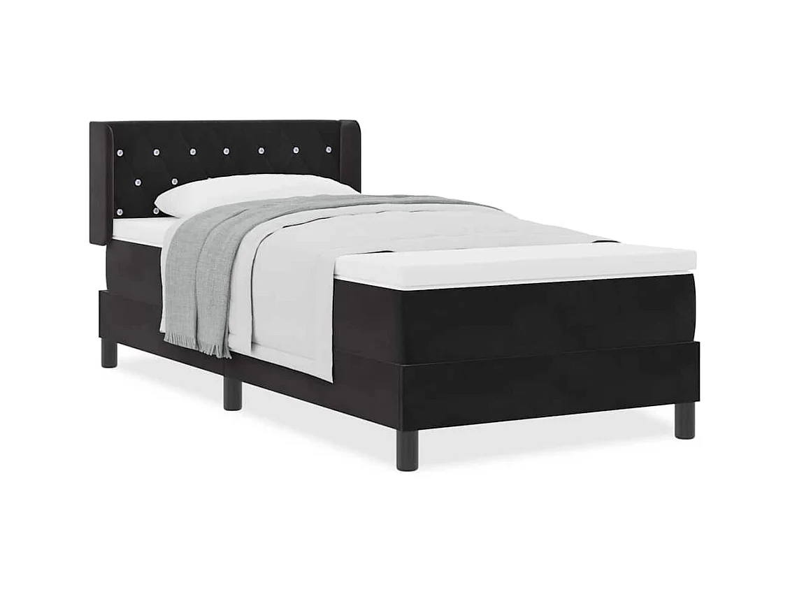 Cadre de lit avec matelas noir 100x200 cm en velours Noir