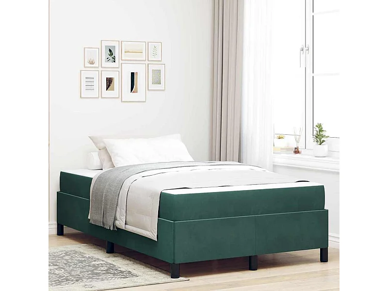 Cadre de lit Vert foncé et blanc 120 x 190 cm Velours